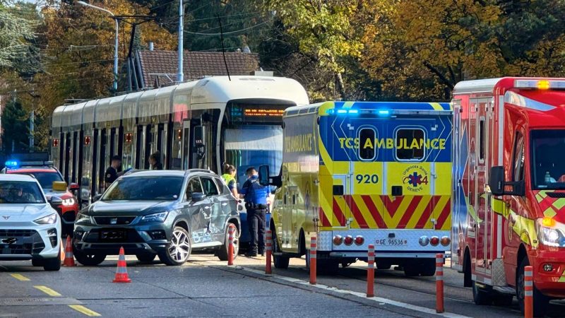 Accident tram-voiture à Chêne-Bougeries: deux blessés légers près de la clinique des Grangettes